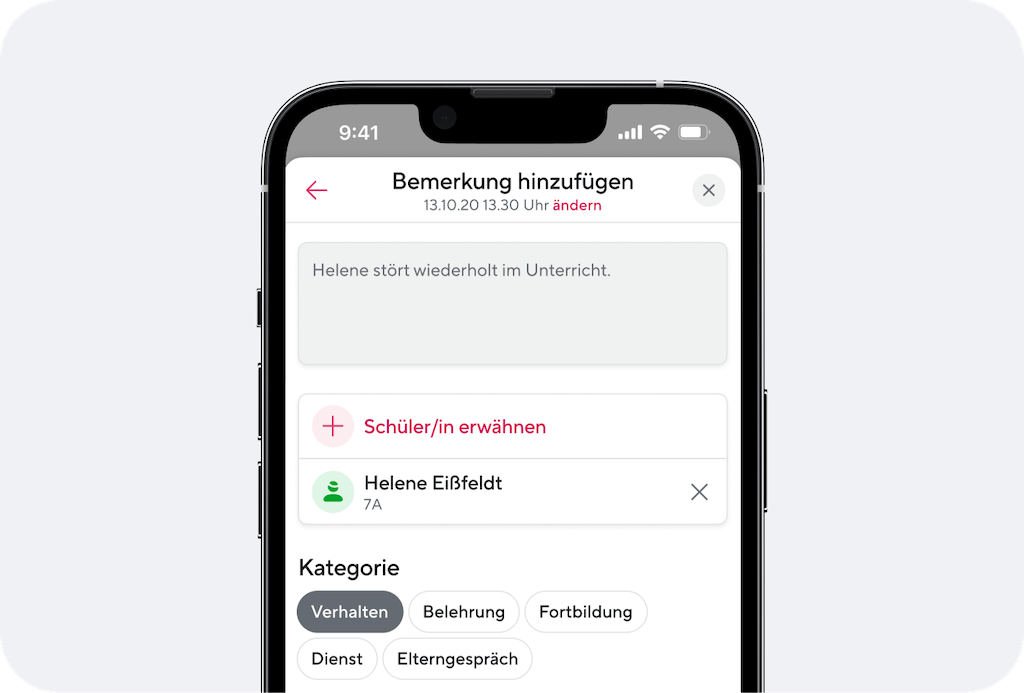 Digitales Klassenbuch von Sdui - Mitarbeit und Verhalten am Smartphone eintragen