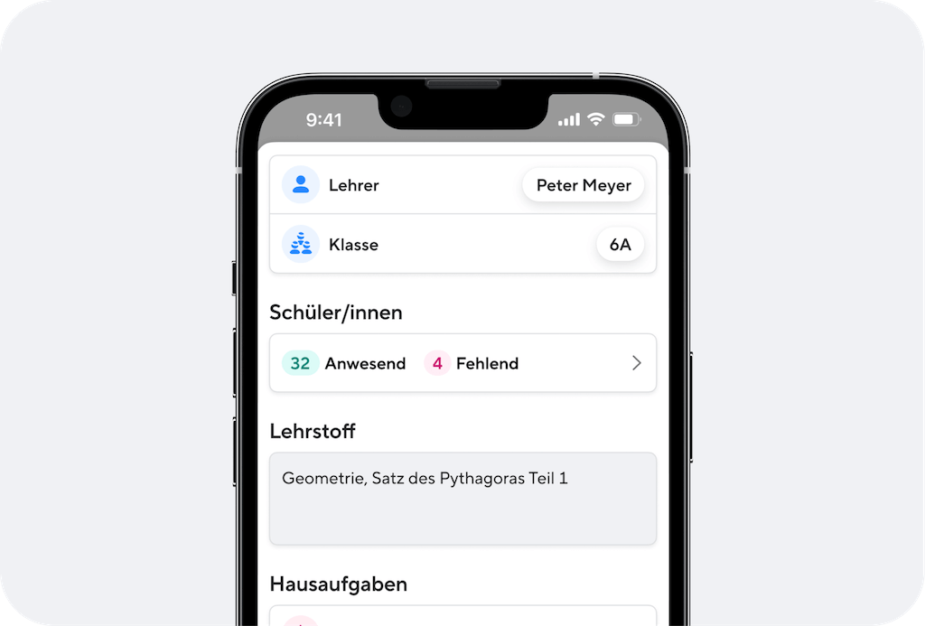 Digitales Klassenbuch von Sdui - Unterrichtsinhalte auf dem Smartphone dokumentieren