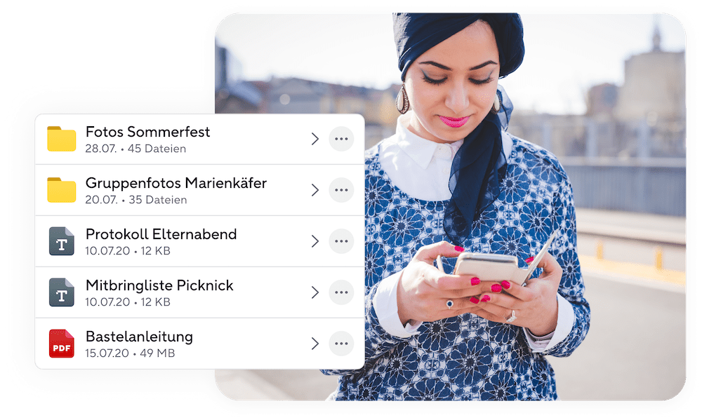 Die Kita App von Sdui – Junge Frau nutzt Cloud