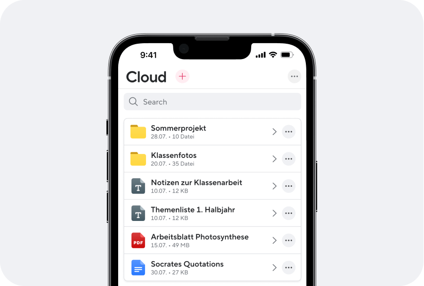 Unterrichtsapp Sdui - Cloud mit verschiedenen Abgabeordnern