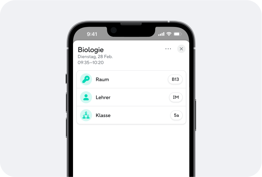 Digitaler Stundenplan von Sdui - Detailansicht einer Stunde auf einem Smartphone