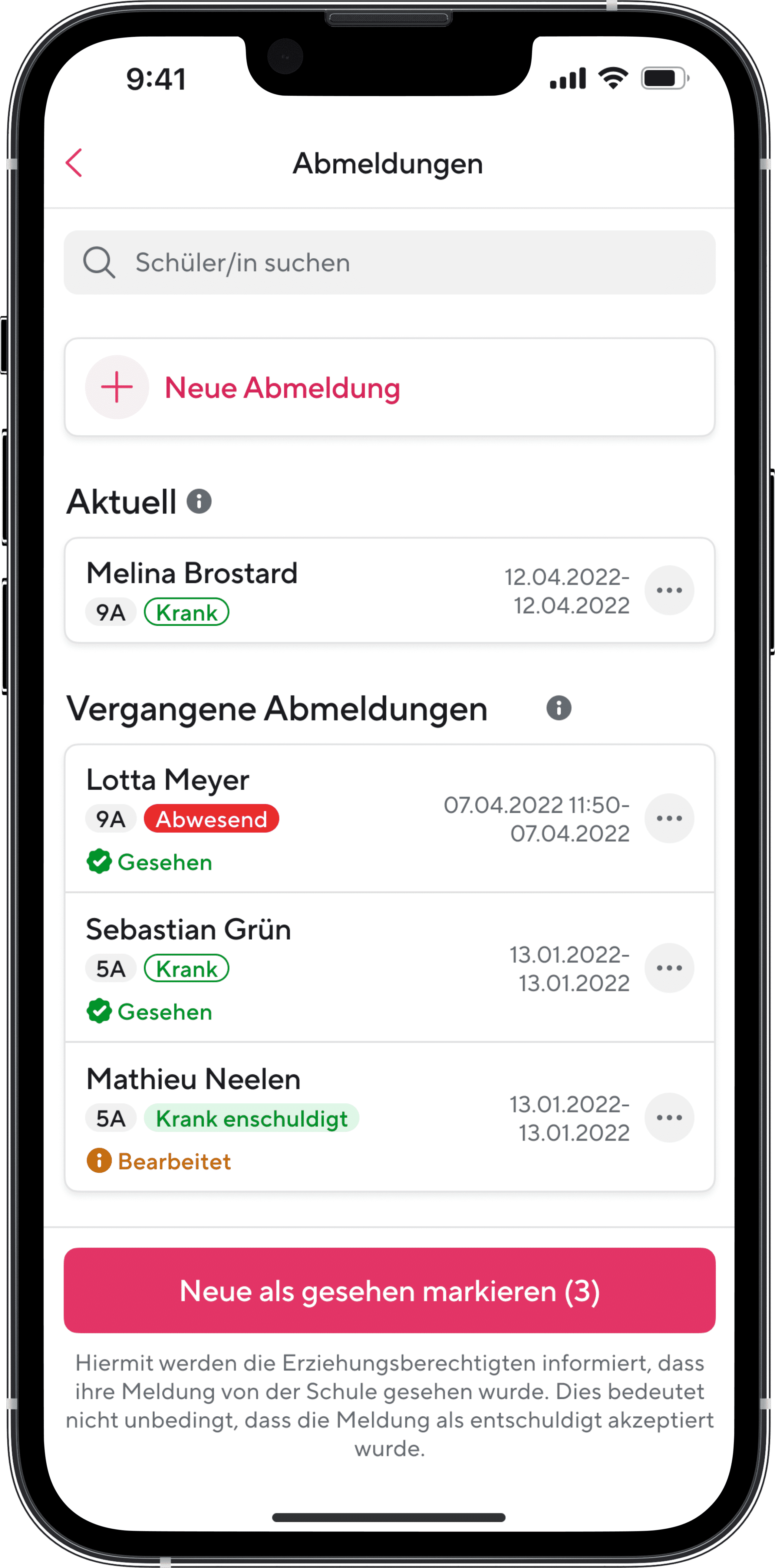 Digitale Abmeldungen